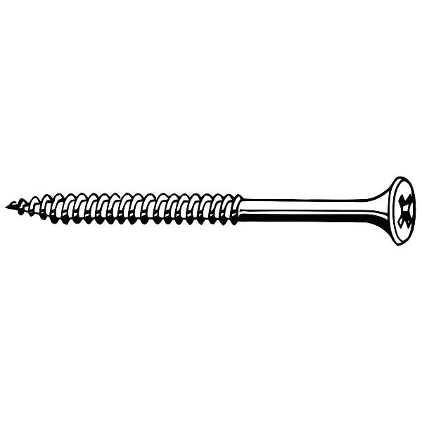 Drywall Screw, #10 x 3-1/2 in, Steel, Flat Head Phillips Drive, 200 PK