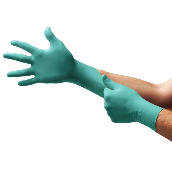 Disposable Gloves, Nitrile, Powdered, Green, M, 1000 PK