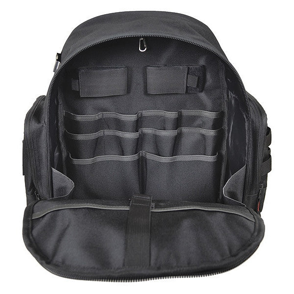 Tool Backpack, Polyester, 22 Pockets, Black, 19