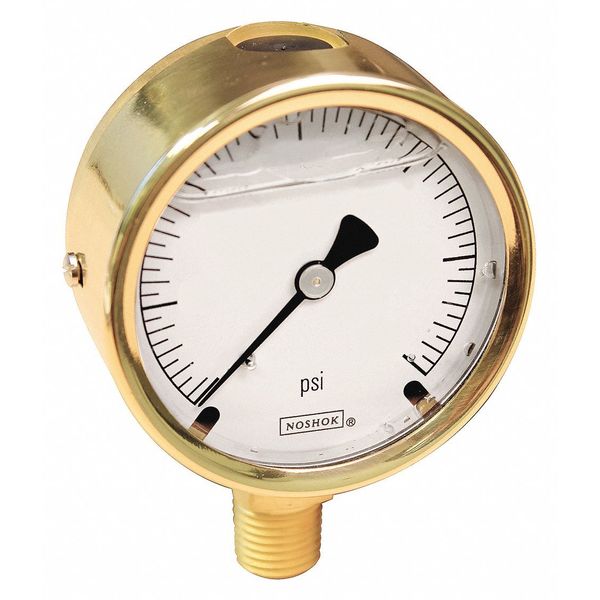 Brass Case Pressure Gauge, 15 psi