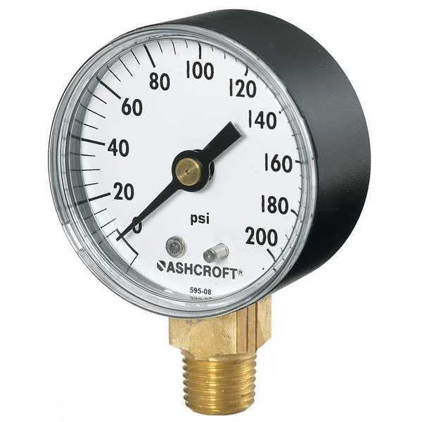 Compound Gauge, -30 to 0 to 15 in Hg/psi, 1/4 in MNPT, Plastic, Black