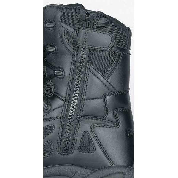 Tactical Boots, 7W, Plain, 8in, Black, PR