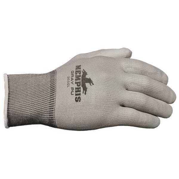 Polyurethane Coated Gloves, Palm Coverage, Gray, L, PR