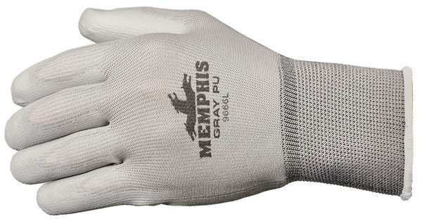 Polyurethane Coated Gloves, Palm Coverage, Gray, M, PR