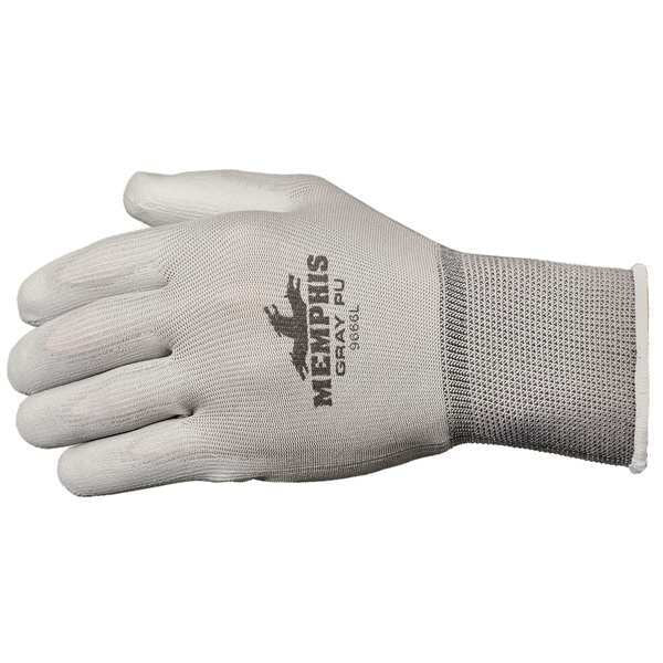 Polyurethane Coated Gloves, Palm Coverage, Gray, L, PR