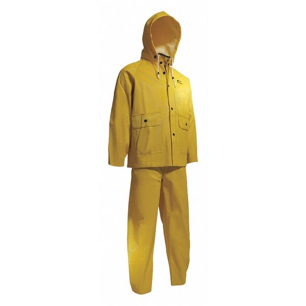 3-Piece Rainsuit, 3XL, Yellow, Ribbed PVC