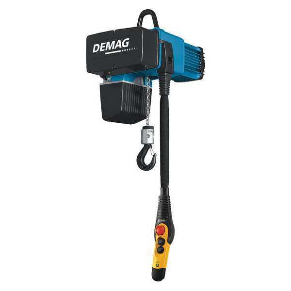 Electric Chain Hoist, 500 lb, 16 ft, Hook Mounted - No Trolley, Blue
