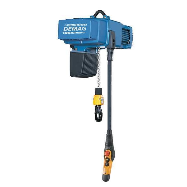 Electric Chain Hoist, 4,000 lb, 16 ft, Hook Mounted - No Trolley, Blue