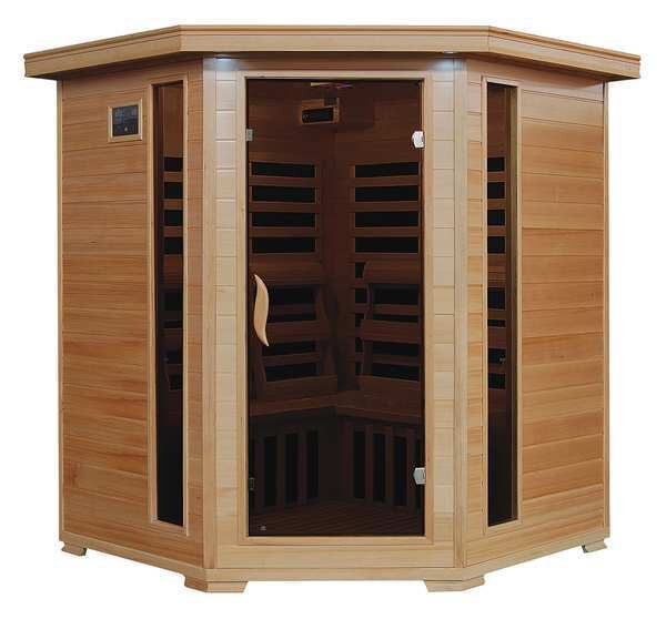 Sauna, Corner, 4 ppl, Carbon Heater, Hemlock