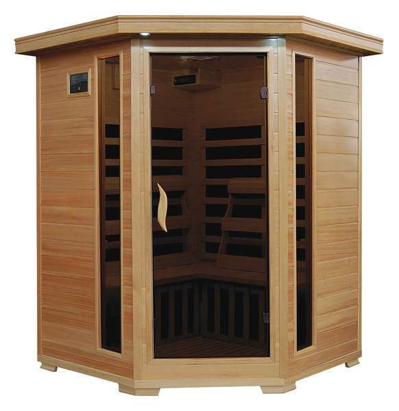 Sauna, Corner, 3 ppl, Carbon Heater, Hemlock