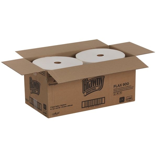 Dry Wipe Roll, White, Flax, 690 Wipes, 6 3/4 in x 10 1/2 in