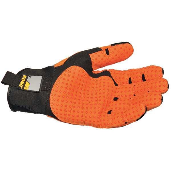 Mechanics Gloves, XL, Orange/Black, Ribbed Nylon