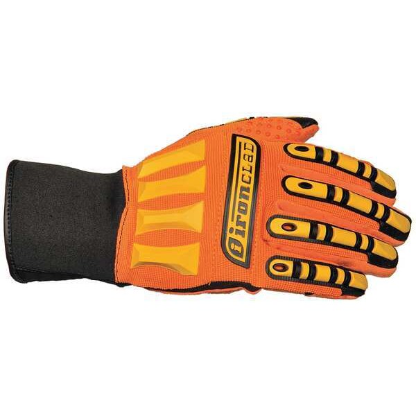 Mechanics Gloves, XL, Orange/Black, Ribbed Nylon