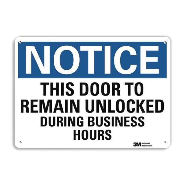 Notice Sign, 7 in H, 10 in W, Aluminum, Vertical Rectangle, English, U5-1554-RA_10X7