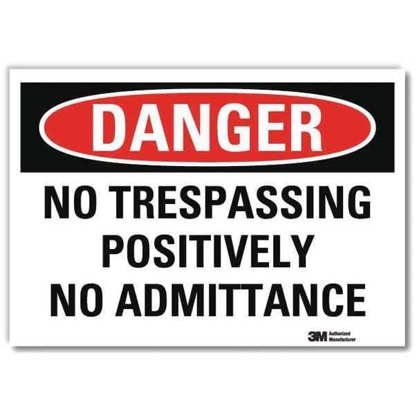 Danger Sign, 5 in H, 7 in W, Reflective Sheeting, Horizontal Rectangle, English, U3-1873-RD_7X5