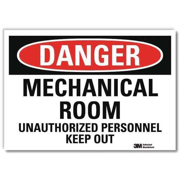 Danger Sign, 5 in H, 7 in W, Reflective Sheeting, Horizontal Rectangle, English, U3-1786-RD_7X5