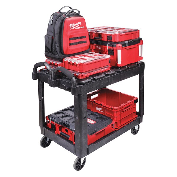 Utility Cart, Ergonomic, 2 Shelves, 500 lb