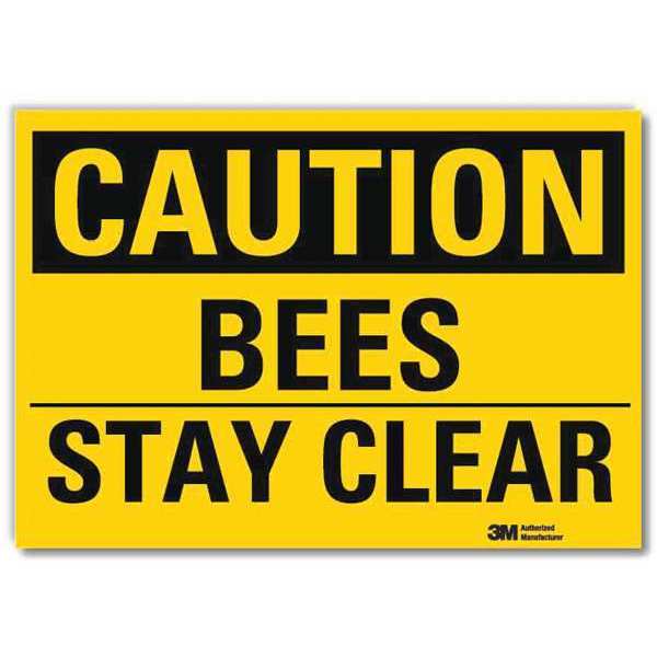 Safety Sign, Bees Stay Clear, 10inHx14inW