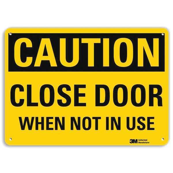 Safety Sign, Close Door, 7in.H