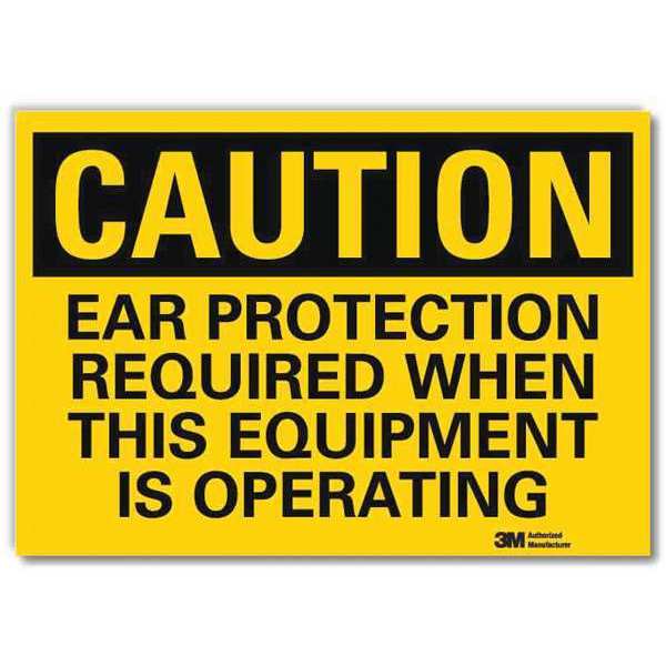 Safety Sign, Ear Prtctn Oprtng, 14in.W