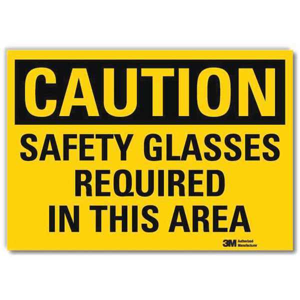 Safety Sign, Glasses Required, 5 in. H, Eng