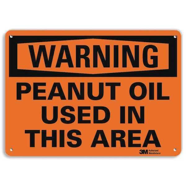 Warning Sign, Peanut Oil Used, 7inHx10inW, U6-1193-RA_10X7