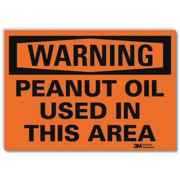 Warning Sign, Peanut Oil Used, Text, 10in H, U6-1193-RD_14X10