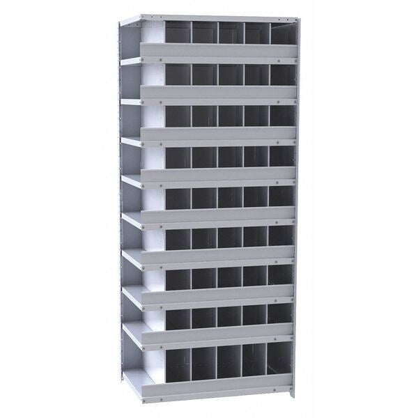 Steel Add-On Pigeonhole Bin Unit, 24 in D x 87 in H x 36 in W, 10 Shelves, Gray