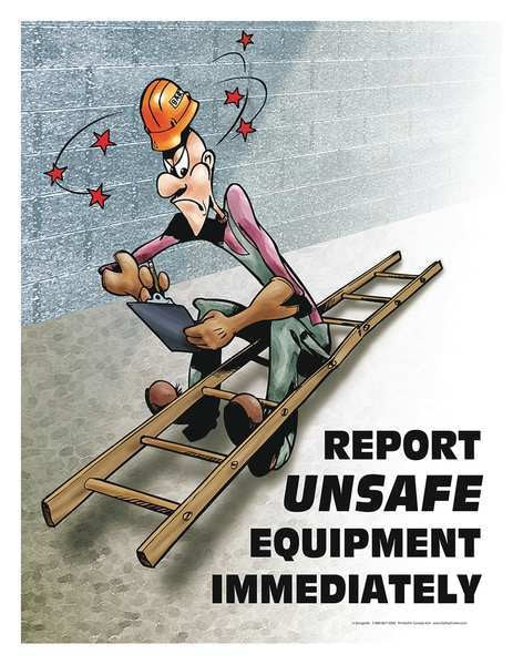 Safety Poster, Report Unsafe Equipment, EN