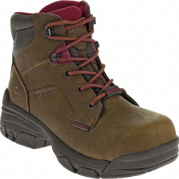 Work Boots, Womens, 8.5, M, Lace Up, Brn, PR