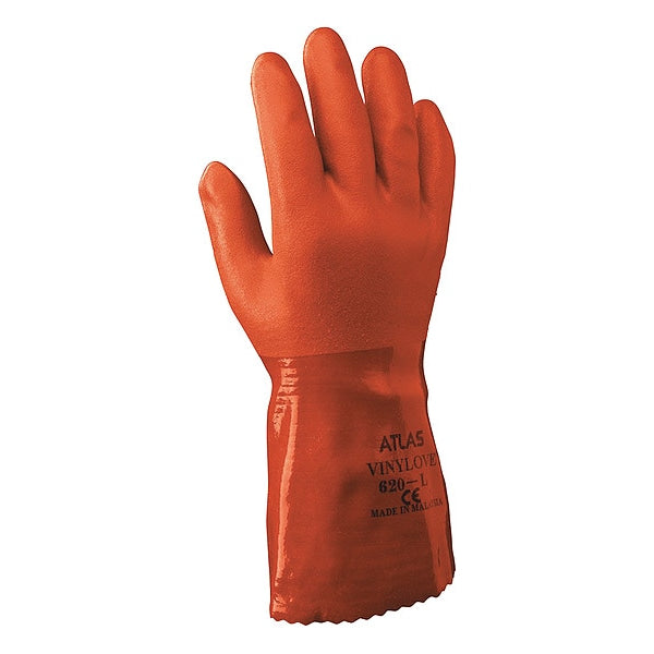Chemical Resistant Gloves, L, Cotton, PVC