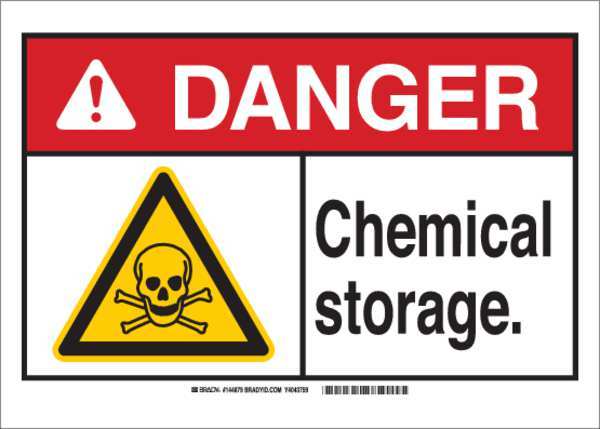 Danger Sign, 7 in H, 10 in W, Polyester, Rectangle, English, 144881