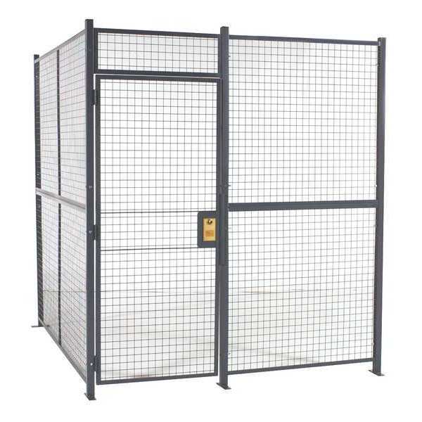 Woven Wire Partition, 3 Sided, hinged door