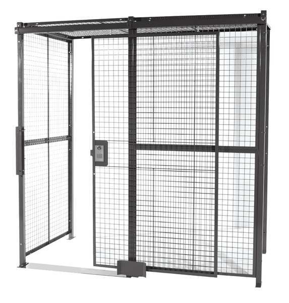 Woven Wire Partition, 3 sided, Slide Door