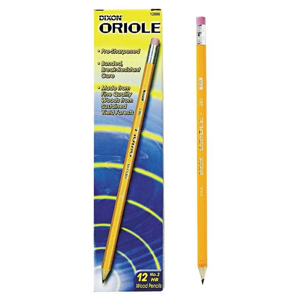 Pencil, Wood, Yellow, PK12