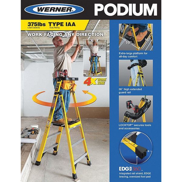 9 ft Fiberglass Podium Stepladder