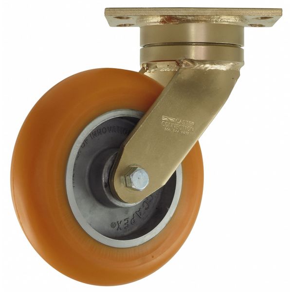 Swivel Plate Caster, Polyurethan, 1200 lb.