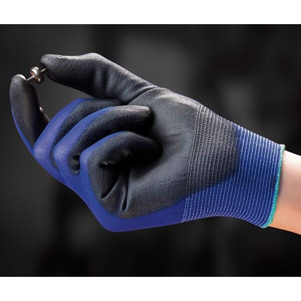Polyurethane Coated Gloves, Palm Coverage, Blue, 10, PR