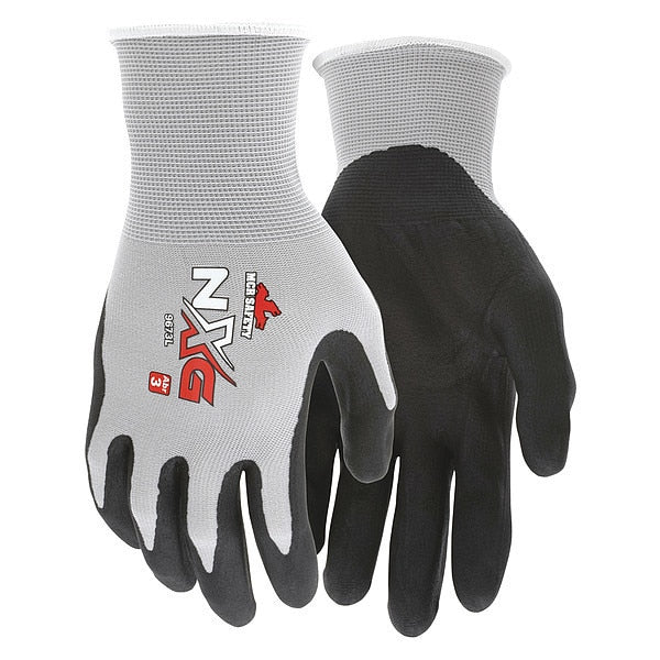 Foam Nitrile Coated Gloves, Palm Coverage, Black/Gray, XS, PR