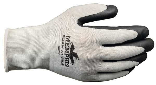Foam Nitrile Coated Gloves, Palm Coverage, Black/Gray, XL, PR