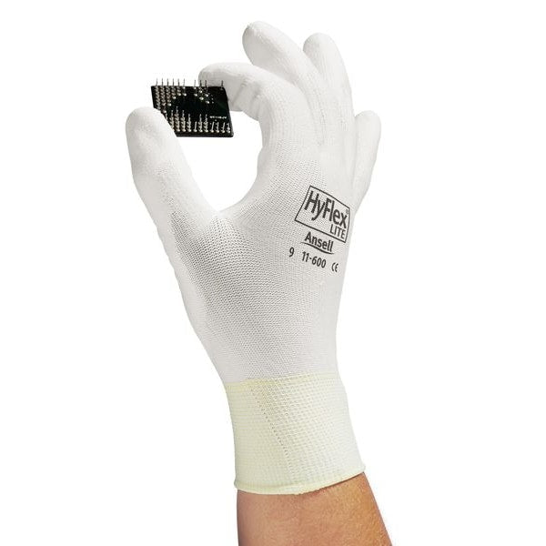Polyurethane Coated Gloves, Palm Coverage, White, 10, PR