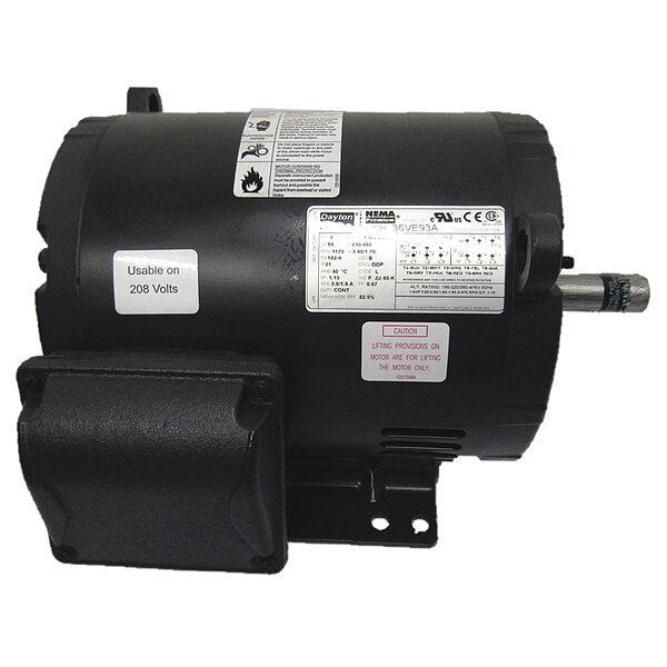 3-Phase General Purpose Motor, 1 HP, 182/4 Frame, 230/460V AC Voltage, 1,170 Nameplate RPM