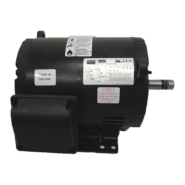 3-Phase General Purpose Motor, 2 HP, 182/4T Frame, 230/460V AC Voltage, 1,165 Nameplate RPM