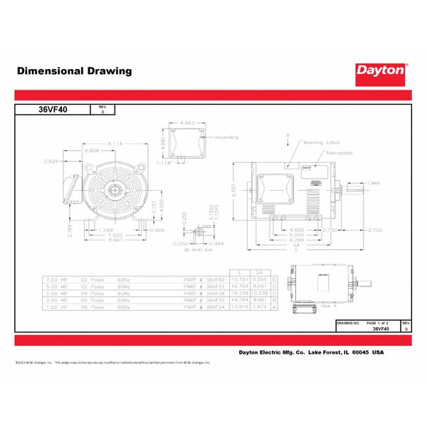 3-Phase General Purpose Motor, 7 1/2 HP, 182/4T Frame, 230/460V AC Voltage, 3,500 Nameplate RPM