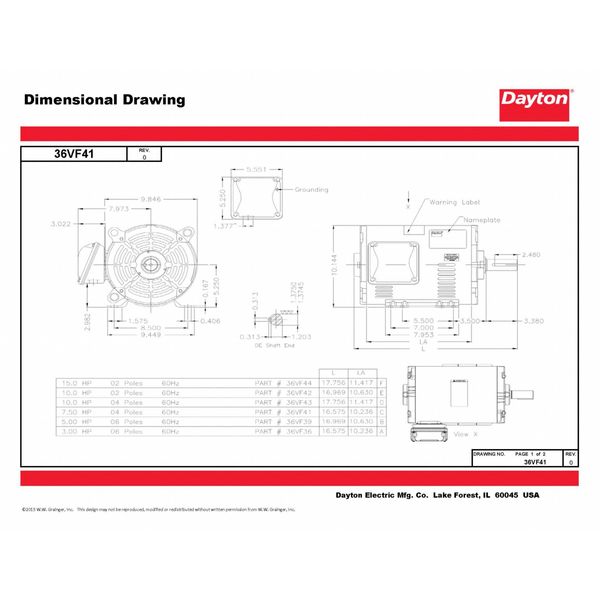 3-Phase General Purpose Motor, 7 1/2 HP, 213/5T Frame, 230/460V AC Voltage, 1,770 Nameplate RPM