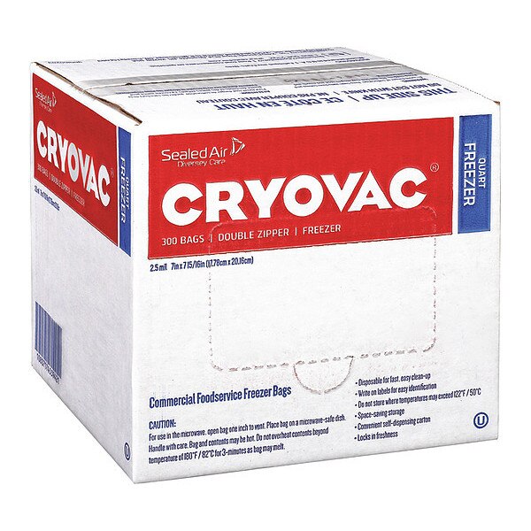 Cryovac Reseal, 1qt, Freezer Bags, 300CT