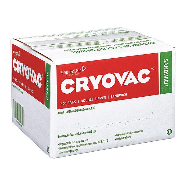 Cryovac Reseal, Sndwch Bags, 1.15Mil, 500CT