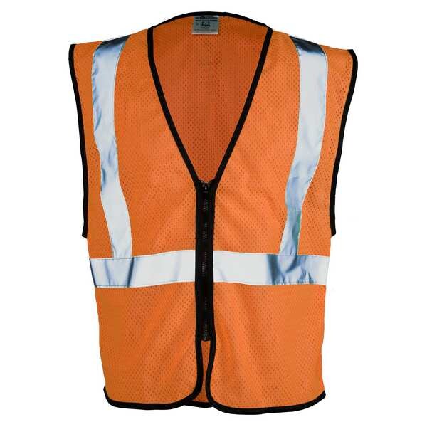 Zipper Mesh Safety Vest, Orange, L/XL, PK5