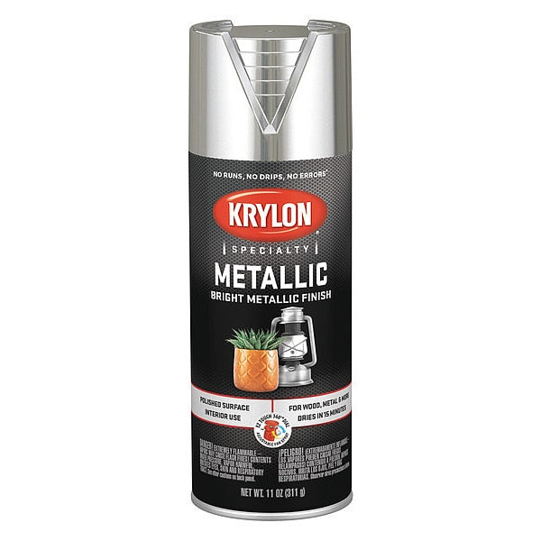 Metallic Spray Paint, Bright Silver, Metallic, 11 oz