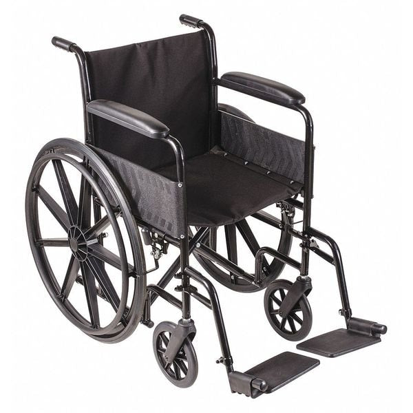 Wheelchair, 250 lb, 18 In Seat, Silver